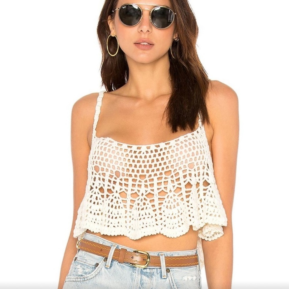 NEW FREE PEOPLE Intimately Free Bird Ivory Crochet Festival Crop Top Size M